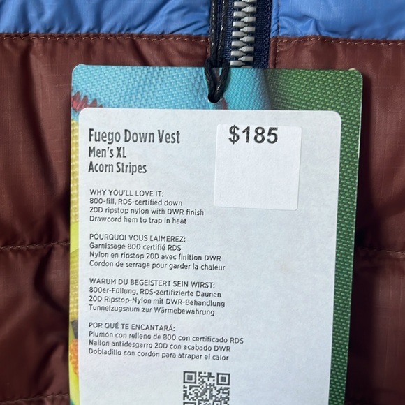 Cotopaxi Men’s Fuego Down Brown Acorn Stripes Jacket, NWT - Picture 6 of 8